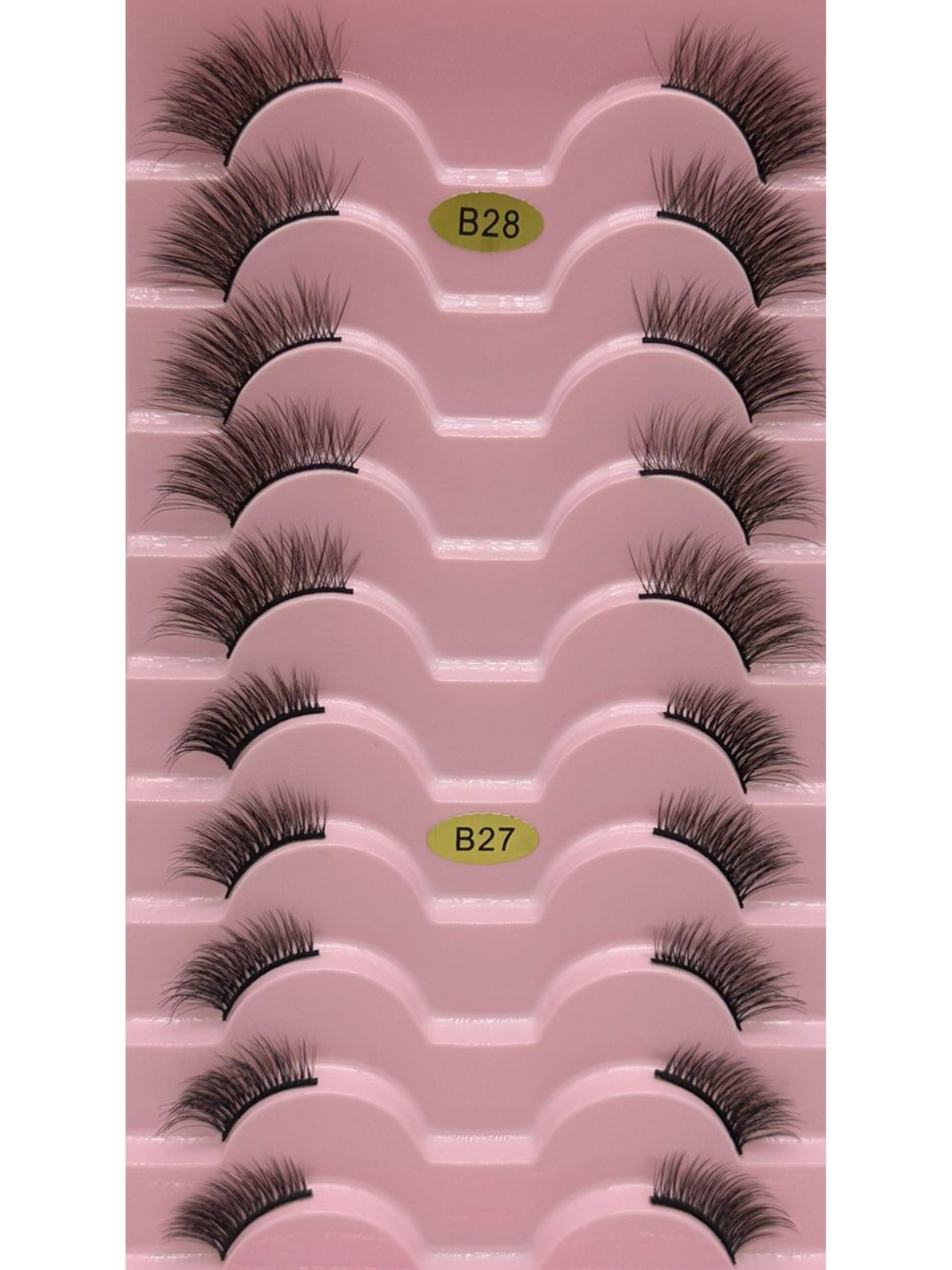 lashes b27 dhe b28 Fake lashes B27 & B28 – Paketë me 10 Palë Qerpikë Cilësorë me Efekt Natyral dhe Glam - Figura 1