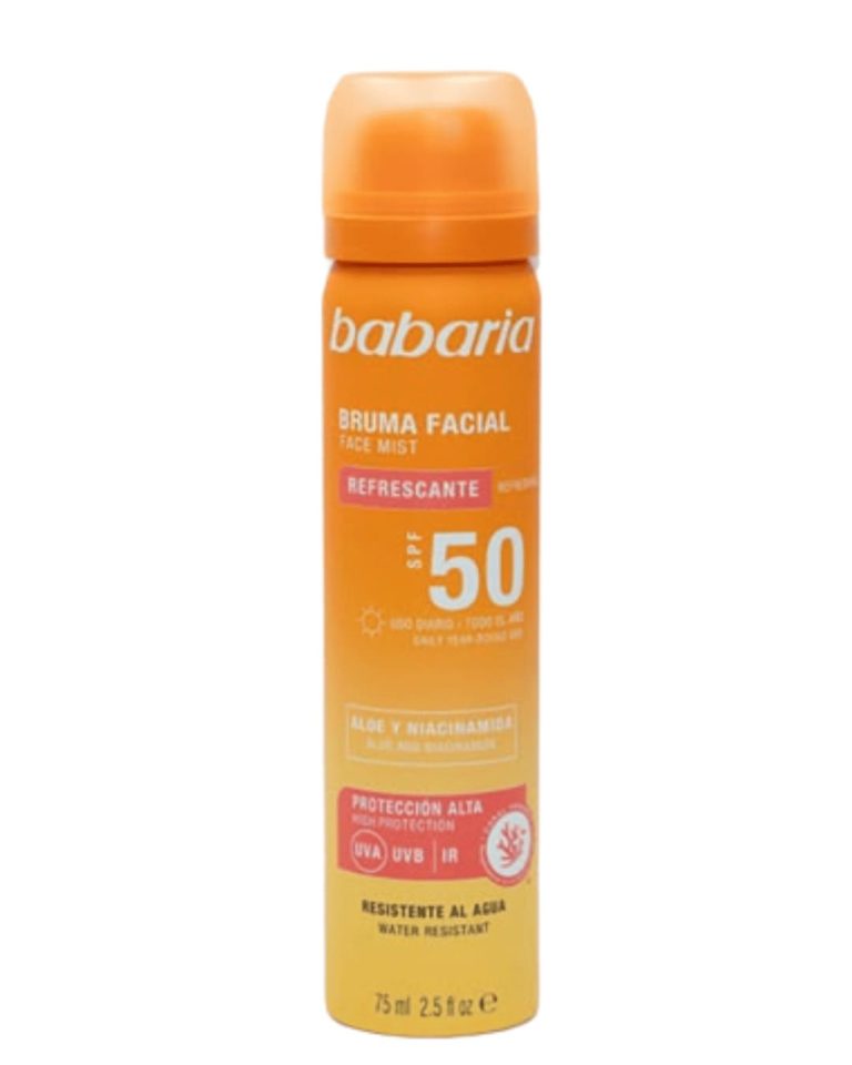 Babaria Face Mist SPF 50 - Spray mbrojtës për fytyrë me SPF 50 dhe mbrojtje UVA & UVB.